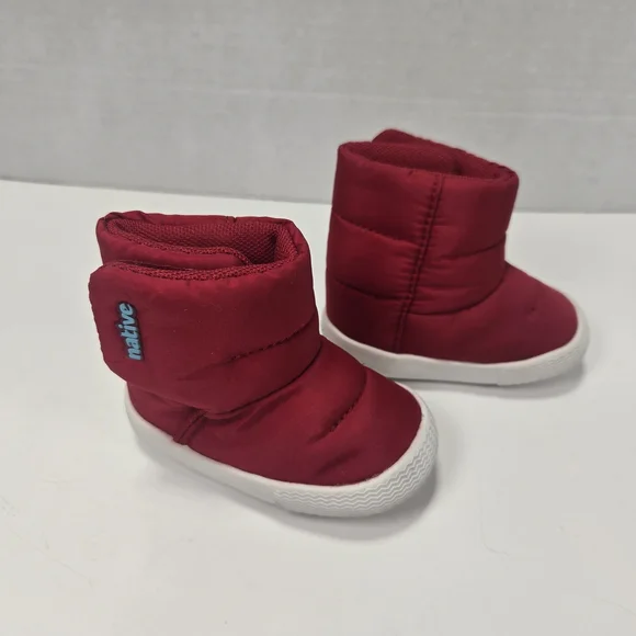 Native Chamonix Baby Red & White Snow Ankle Boots Booties Size Baby 1 B1 - Picture 2 of 12